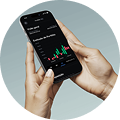 Aplicativo de trading em smartphone